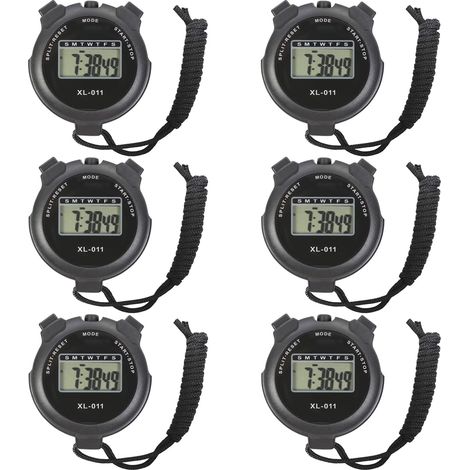 Chronomètre Numérique Électronique Multifonction, Affichage Numérique Grand Format avec Date Heure et Alarme, pour Entraîneurs de Sport et Arbitres, Lot de 6, Noir (1/5)