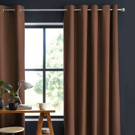 Rideau en toile de coton chocolat 150x250 – Épais avec joli tombé – Pour intérieur Maison de Famille – (1/5)