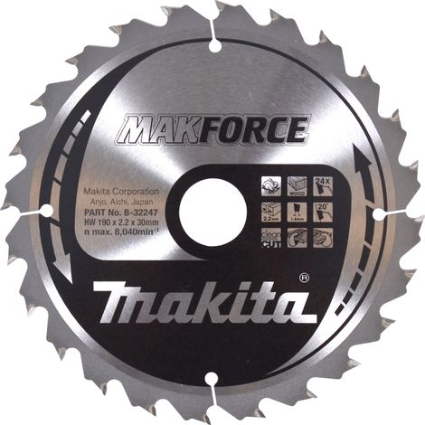 Makita B-32247 Lama Sega Circolare Makforce T.C.T. 190x30mm 24T HS7601J Legno