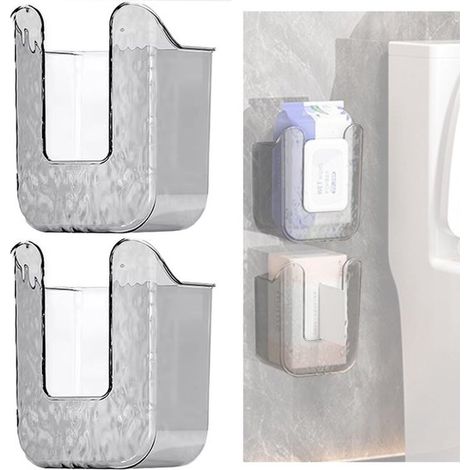 Organizador de cocina de 2 unidades para toallitas húmedas, montaje en pared sin taladrar, fácil de limpiar, Transparente (1/5)