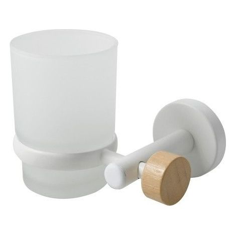 Gobelet à  fixer Acier & Bambou IANA Blanc mat MSV