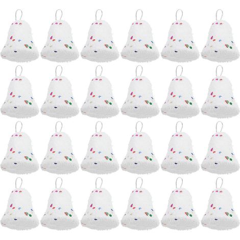 Lot de 24 petites clochettes décoratives pour sapin de Noël-5.5x5.5cm-White (1/3)