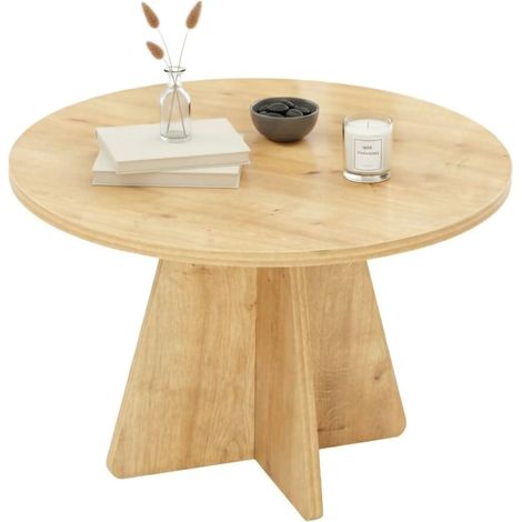 Dmora - Wohnzimmertisch Elnath, Niedriger Wohnzimmertisch, Kaffeeregal, Couchtisch für Sofa, 60x60h40 cm, Eiche, mit verstärkter Verpackung