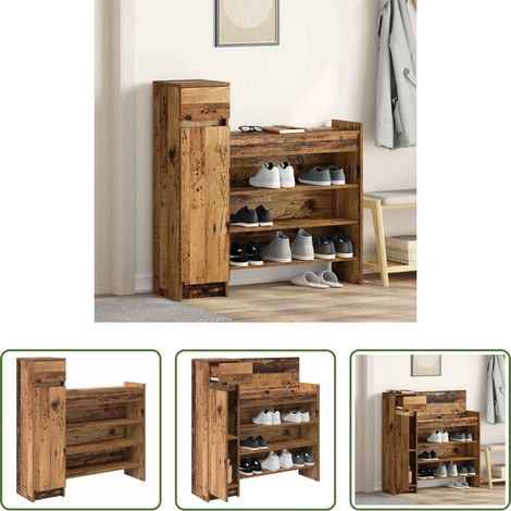 Schuhschrank Altholz - Schuhschrank mit Tür Altholz 100,5 x 28 x 100 cm Holzwerkstoff (1/5)