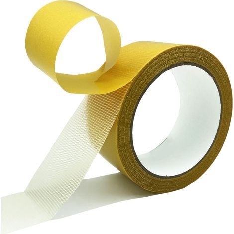 Vielseitiges, doppelseitiges Textilklebeband mit starker Kleberückseite, geeignet für Teppiche, Vorhänge sowie Kunst- und Bastelarbeiten (5 cm x 19 m) (1/5)