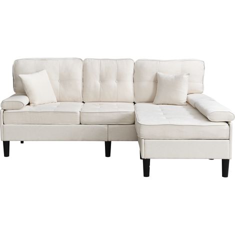 CAIziCanapé d'angle L chenille 195 cm,3 places convertible,repose-pieds mobile (1/5)