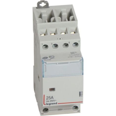 Contacteur de puissance CX³ bobine 230V sans commande manuelle - 4P 400V - 25A - contact 2O+2F - 2 modules - LEGRAND