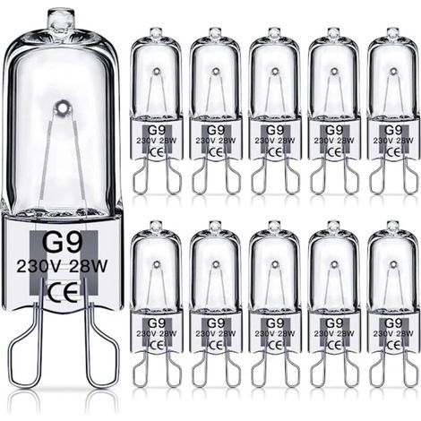 Lot de 10 ampoules halogènes G9 – 230V 28W – 392 lm – Blanc chaud 2700K – Dimmables – Éclairage maison et commercial – 3000h (1/5)