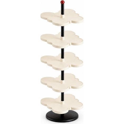 Multi-layer Shoe Rack, Shoe Display Stand, Storage Rack, 2-Tier Display Stand, Stable Base and Vertical Column, PP and Steel, Cream White (1/5)