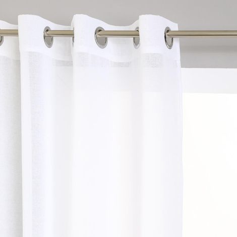 Atmosphera – Rideau voilage à œillets 140x240cm – Polyester blanc – Non occultant – Entretien facile – 8 anneaux