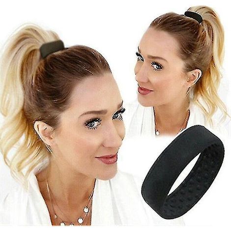 Breites, flexibles Haargummi für Ponys, aus Silikon, schwarz (1/4)