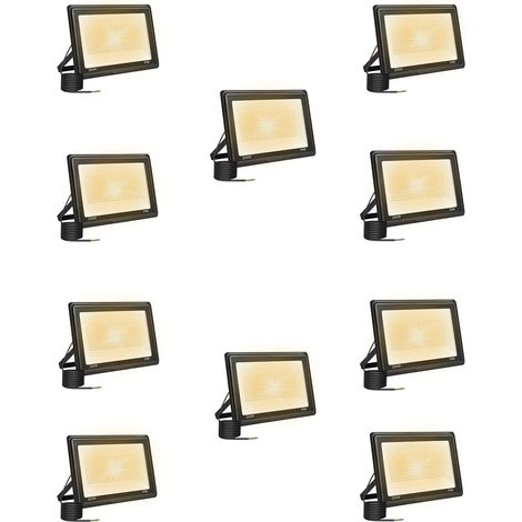 10 Pièces 200W Projecteur Led Extérieur, Spot Led Exterieur 20000LM 3000K Blanche Chaude IP66 ImperméAble Projecteur Exterieur Pour Jardin Garage Patio Grange Cour (1/5)
