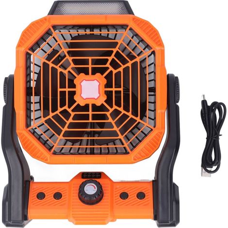 Ventilateur de Camping Rechargeable, alimenté par batterie de 20000mAh, avec crochet lumineux LED, USB, Pivot à 120 °, régulation de vitesse continue pour tente (1/4)