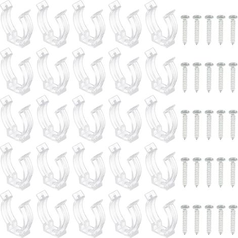 T8 U Clips Support Support pour LED Lumière Ampoule Montage Supports Pinces Plastique Fluorescent Tube Support avec Vis, Transparent Paquet de 25 (1/5)