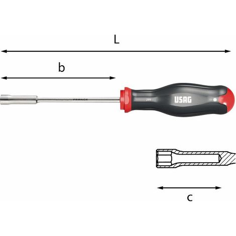 USAG 299 GIRAVITE LUNGO CACCIAVITE ESAGONALE CON IMPUGNATURA CHIAVE A BUSSOLA - 8