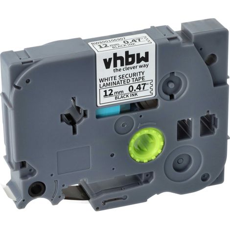 vhbw Label Tape compatible with Brother PT H100, H100LB, H100L, H100R, H100P Label Printer 8m x 12 mm, Black on White Safety tape (1/4)
