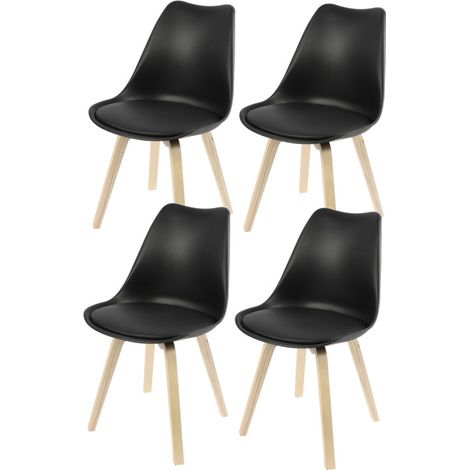 Lot de 4 Chaises style épuré avec coussin - L 45 x l 58 x H 82 cm - Noir - Livraison gratuite (1/2)