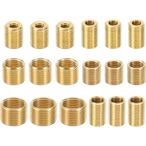 6 Taille Filetée Écrous Réducteurs Insert, 18pcs Adaptateur de Filetage Mâle à Femelle Réparation Insert Raccord de Tuyau Vis Manchon Réducteur pour Luminaire (1/5)