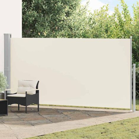 Store latéral rétractable 160 x 500 cm Auvent brise-vue de jardin en polyester Blanc cassé - PANGIVO (1/5)