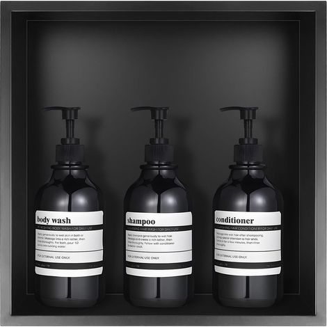 Niche Encastrable Salle de Bain en Acier Inoxydable - 32 x 32 x 8,5 cm - Niche Murale Douche- Niche Douche pour Salle de Bain Etanche- Noir (1/5)