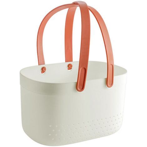 Portable Shower Caddy / Toiletry Caddy – White – Plastic with Ventilation Holes and Drainage (1/5)