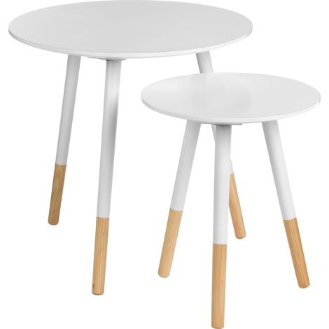 Interiors by Premier Stylish And Elegant Design Set Of Two White Round Side Tables, Durable And Sturdy Side Tables, Small Tables (1/5)