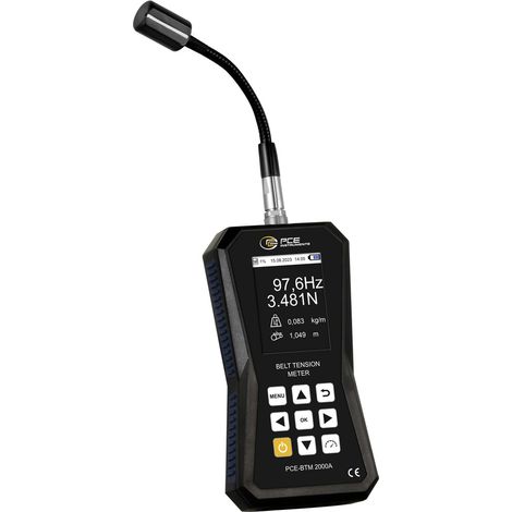 PCE Instruments Riemenspannungsmessgerät PCE-BTM 2000A Messung in Hz & N Schwanenhals-Sensor Speic (1/5)
