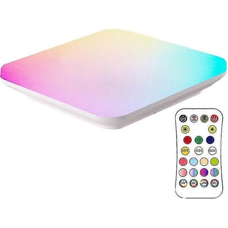 Plafonnier carré RGBCW 24 W, température de couleur 2700 K - 6500 K, fonction Phantom Color, télécommande intelligente, panneau de commande L (1/5)