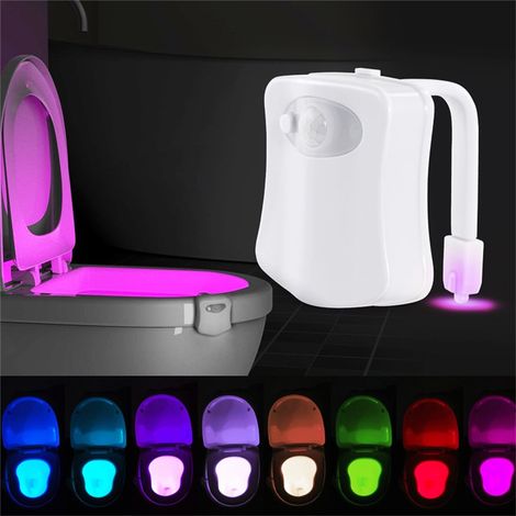 8 Couleurs Capteur de Mouvement Lampe de Toilette LED Automatique Lumière de Salle de Bain pour WC (1/5)