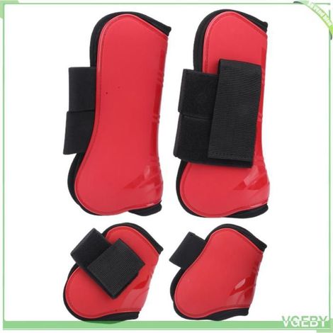 Bottes de tendon de cheval - FAFEICY - Kit 4 pièces - Rouge - PU - Fermeture auto-agrippante (1/5)