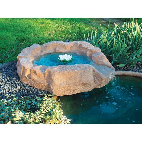Roccia Artificiale con Sorgente 75x90x20 cm per Laghetti da Giardino in Vetroresina