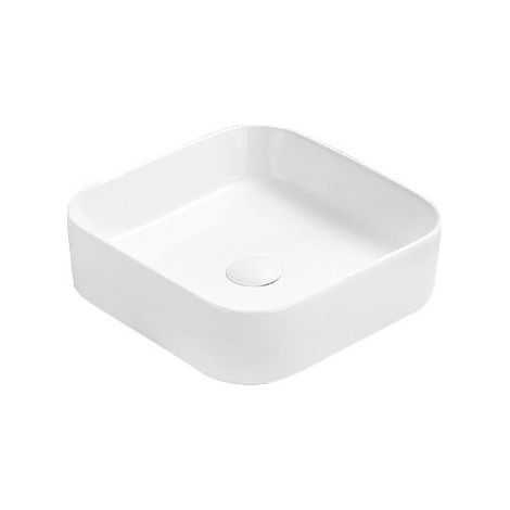 Lavabo cerámico sobre encimera, 37,5x37,5x11 cm, Blanco