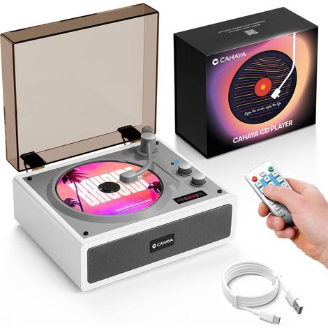 Portable CD Player for Home Use with Built-in Two Hi-Fi Speakers, Remote Control and Connection for Phone and PC (1/5)