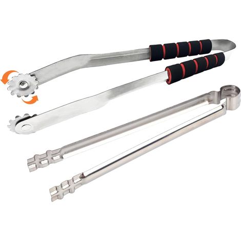 Pince Barbecue Roulette Acier Inoxydable,Pince Cuisine Inox Rotatives Et Pince Charbon De Bois,Retourne Pince BBQ Saucisses Longue 33 Cm,Ustensiles Barbecue Accessoires BBQ (1/5)