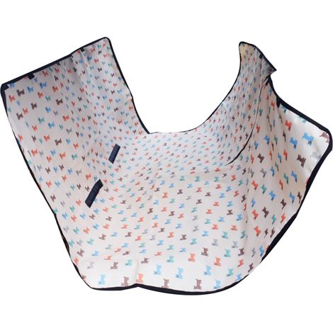 Tapis de sol pour animaux de compagnie en tissu Oxford anti-salissures et imperméable, housse de siège arrière pour chien, beige avec motif chiot, pour les voyages avec votre chien. (1/5)