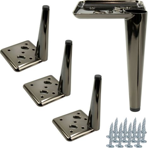 Set mit 4 Möbelfüßen, schwarzer Chromstift, Höhe 15 cm (1/5)