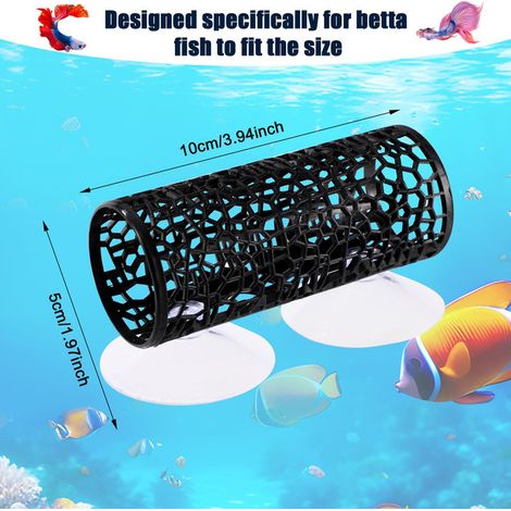Tunnel de Cachette pour Poissons Combattants Betta Décoration d'Aquarium Tube de Repos avec Ventouses pour Crevettes et Petits Poissons (1/5)