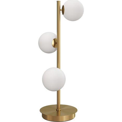 Lampe de table moderne à 3 globes, base stable, douilles G9, 53 cm, finition laiton antique pour salon ou chambre - CHICFURN (1/5)