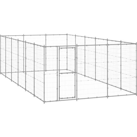 Chenil extérieur cage enclos parc animaux chien extérieur acier galvanisé 21,78 m²