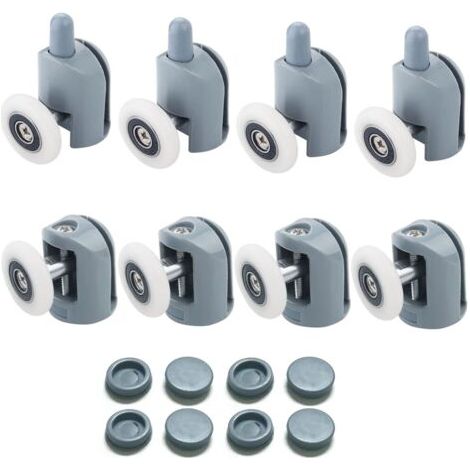 Roulette Porte Coulissante Douche 8 Pièces Roulettes pour Porte de Douche 23mm Douche pour Salle de Bain, 4 Supérieures et 4 Inférieures NPTERBL