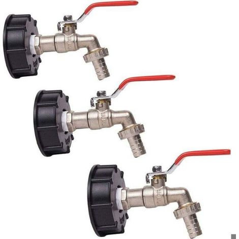 Robinet Cuve - Laiton - Filetage 60 mm S60X6 - Pour Réservoir IBC et Cuve de Récupération Eau de Pluie - 1/2 Pouces - 3 Pièces (1/5)