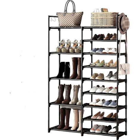 Étagère à chaussures armoire de rangement grande capacité étagère à chaussures 9 + 5 + 9 peut accueillir 32-42 chaussures doubles adapté au couloir chambre (1/5)