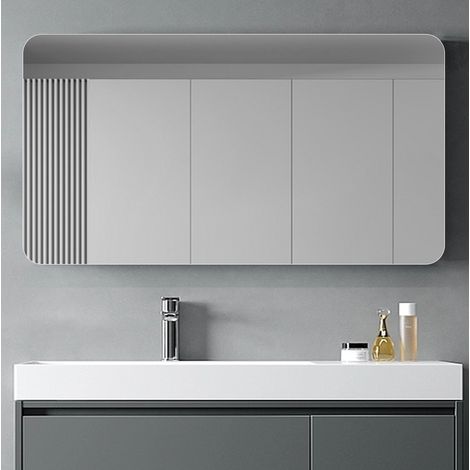 Espejo de baño 90x70 cm de vidrio plateado sin marco, mural y ahorra espacio – MEUBLIV (1/5)