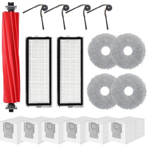 Kit de 17 piezas de repuesto para la aspiradora Roborock QV 35A/35S: Cepillo principal, 4 cepillos laterales, 2 filtros HEPA, 4 mopas, 6 bolsas para el polvo. (1/5)