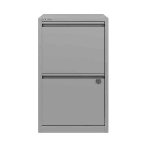 Bisley A4 2 Drawer Flush Front Filing Cabinet - Silver