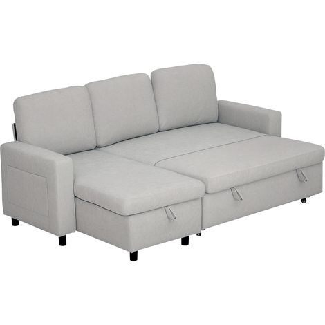 L Sofa Bed, with Storage - Light Grey (1/5)