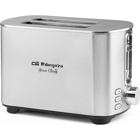 Orbegozo tostador TO 5030, carcasa acero inoxidable, ranuras extra anchas, función descongelación y recalentamiento, parada rápida, bandeja recogemigas, 850 W