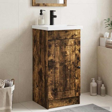 vidaXL Mobile da bagno con lavabo Rovere Fumo 42 x 40 x 84,5 cm