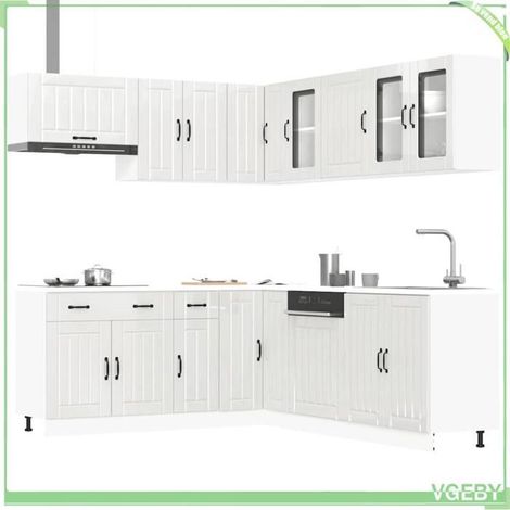 Ensemble d'armoires de cuisine - Lucca - Blanc brillant - Bois d'ingénierie - 11 pièces (1/5)