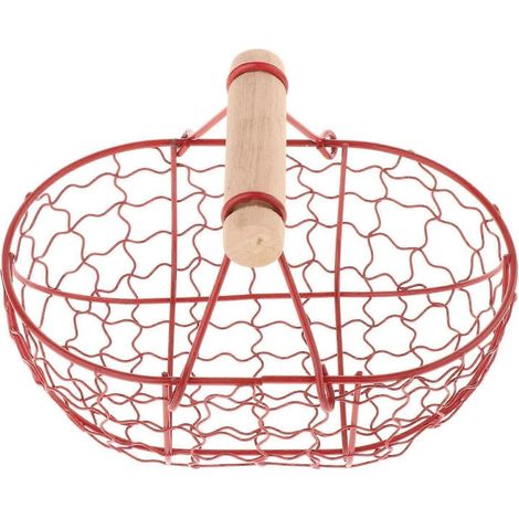 Panier à fruits en maille de fer rouge, organisateur de table à manger, rangement pour légumes et pain rustique pour la cuisine, à poser sur le comptoir ou dans un placard. (1/5)